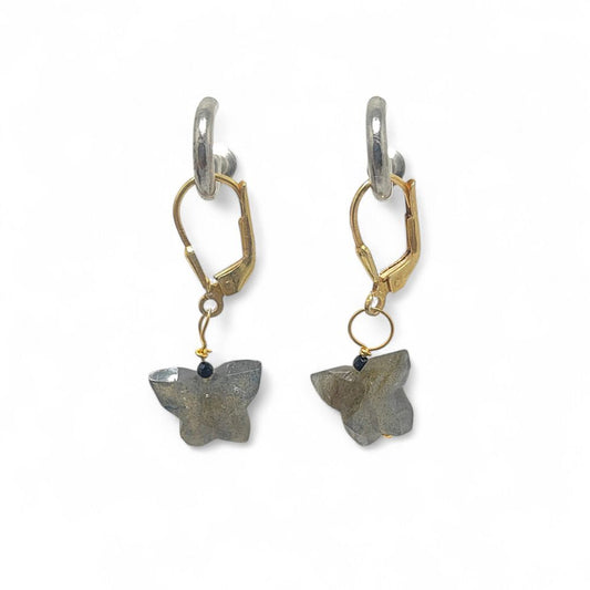 Natural Labradorite Butterfly Earrings