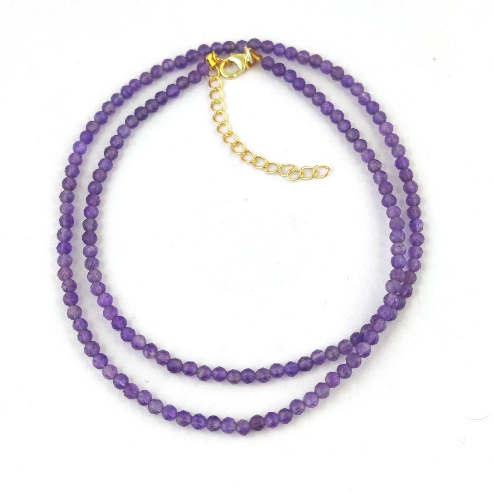 Handmade Amethyst Beaded Necklace – February Birthstone Jewelry