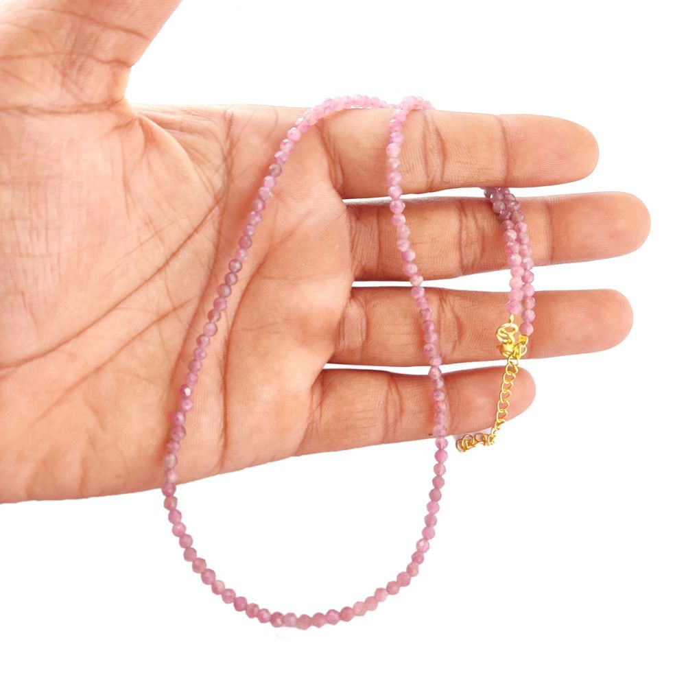 Boho Chic Pink Tourmaline Necklace with Adjustable 18+2 Inch Chain