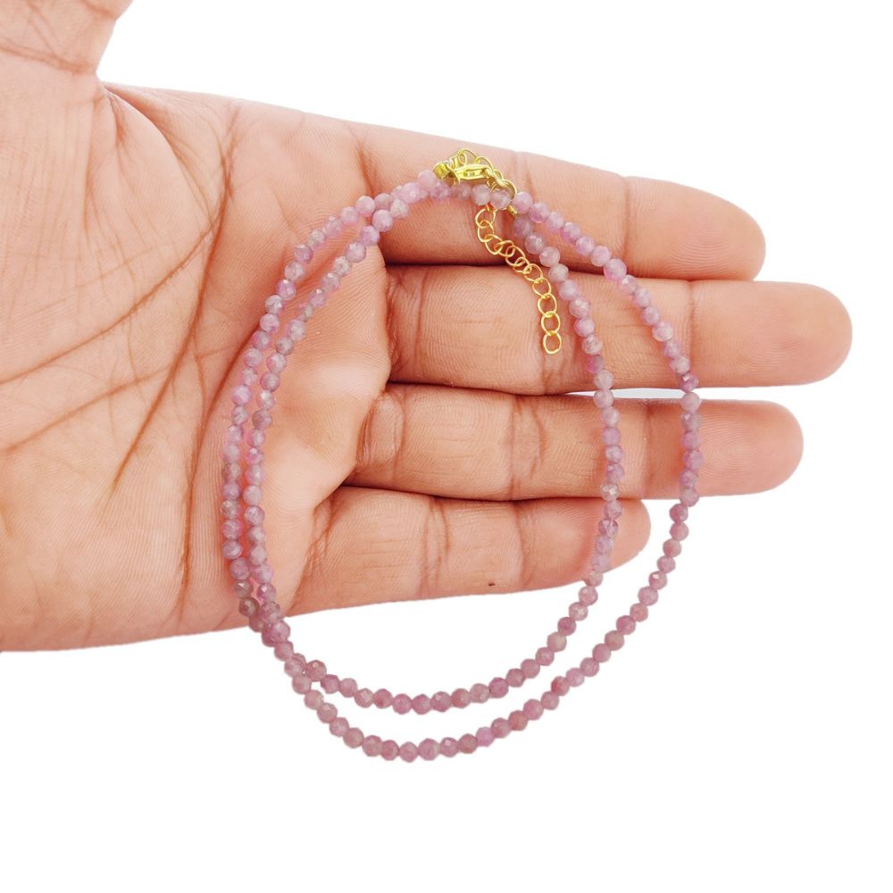 Gold Plated Sterling Silver Pink Tourmaline Necklace for Women
