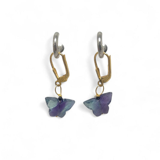 Natural Fluorite Butterfly Earrings