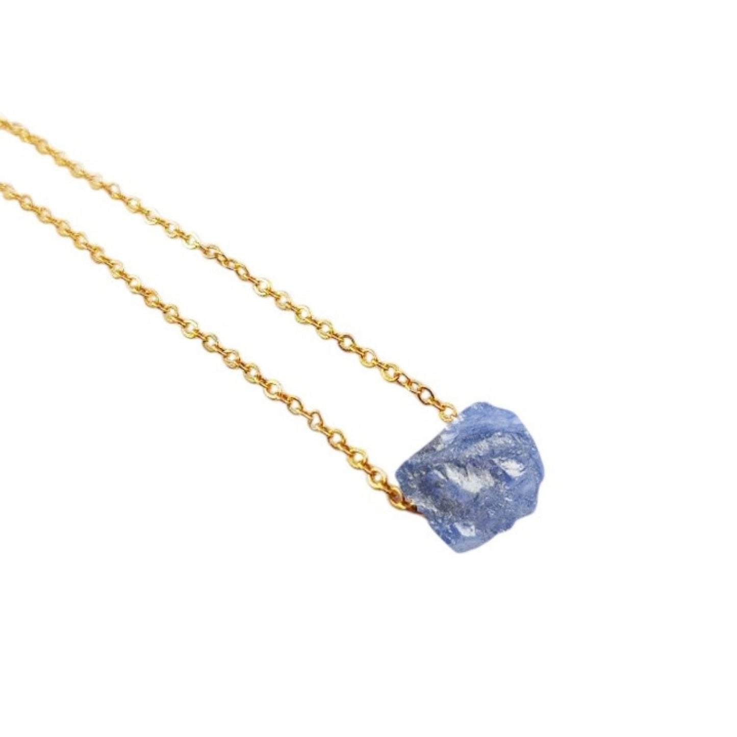 Multi Raw Gemstone Necklace with Gold Plated Adjustable Chain