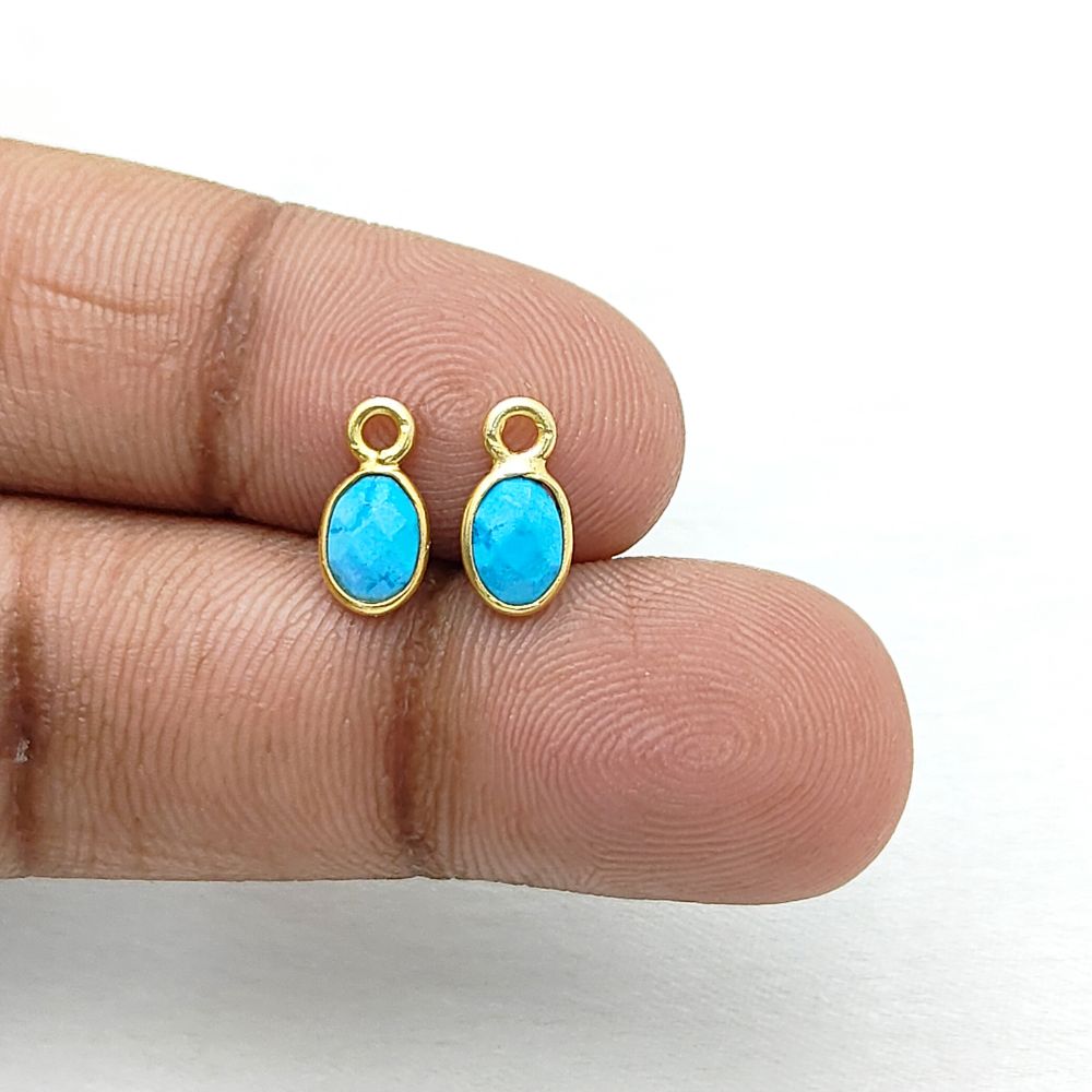 Dainty turquoise charm necklace in gold setting for women