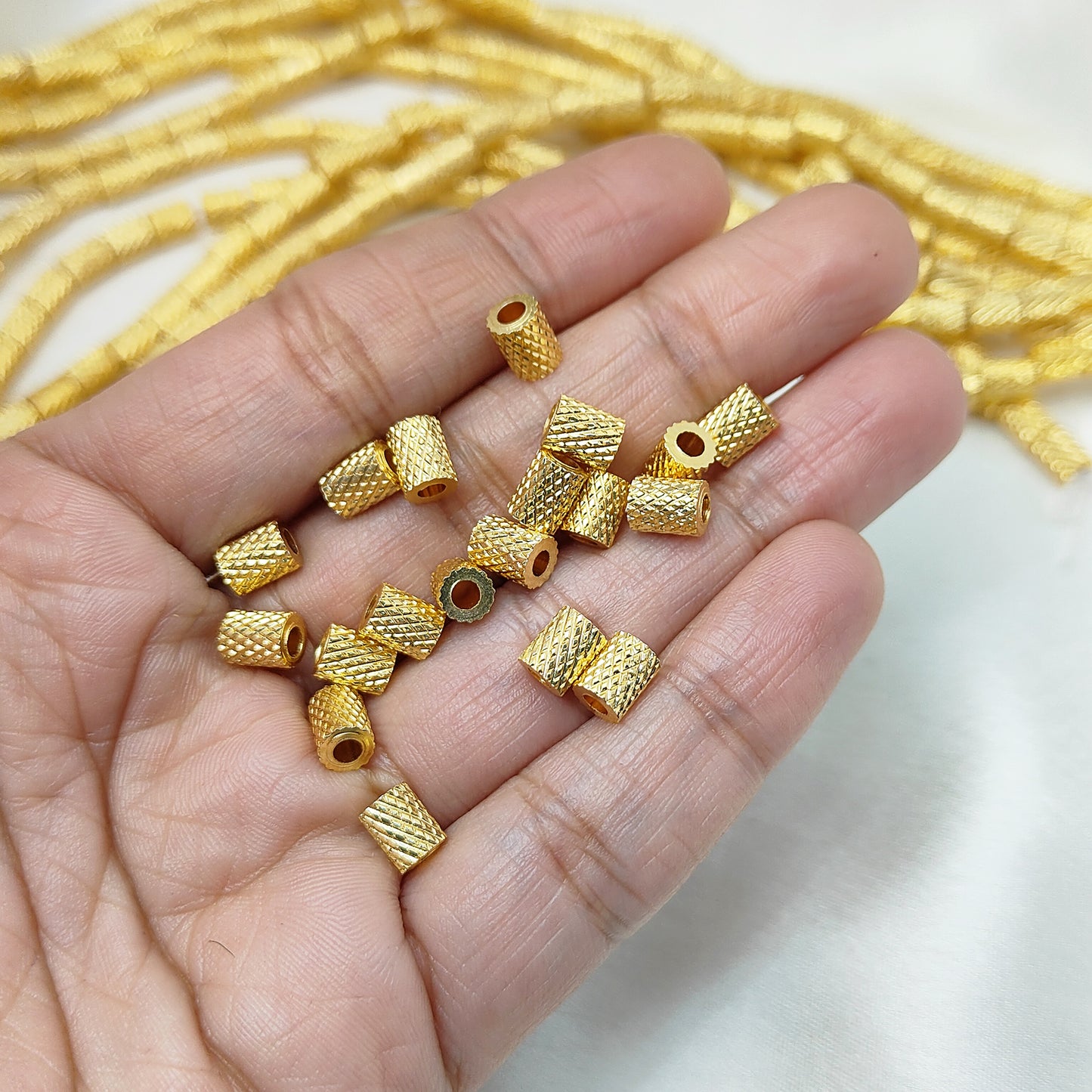 Unique Textured Nugget Beads Gold Plated Brass Spacer Beading Components for DIY Creations