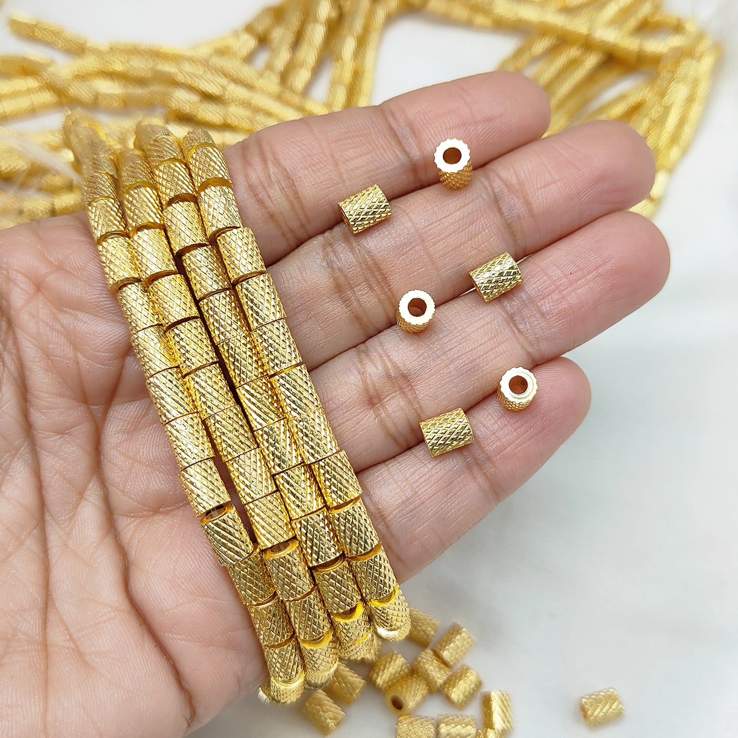 Unique Textured Nugget Beads Gold Plated Brass Spacer Beading Components for DIY Creations