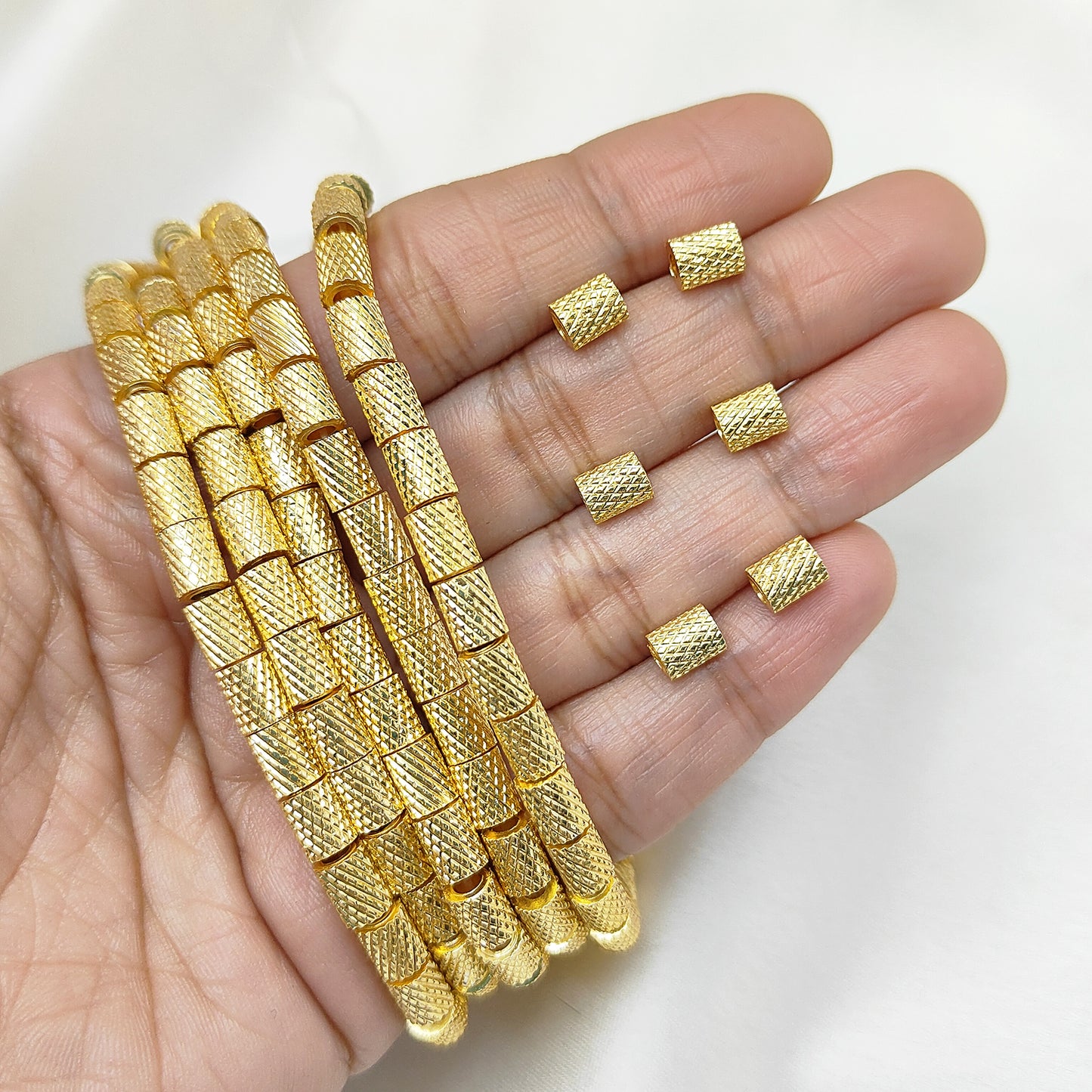 Unique Textured Nugget Beads Gold Plated Brass Spacer Beading Components for DIY Creations