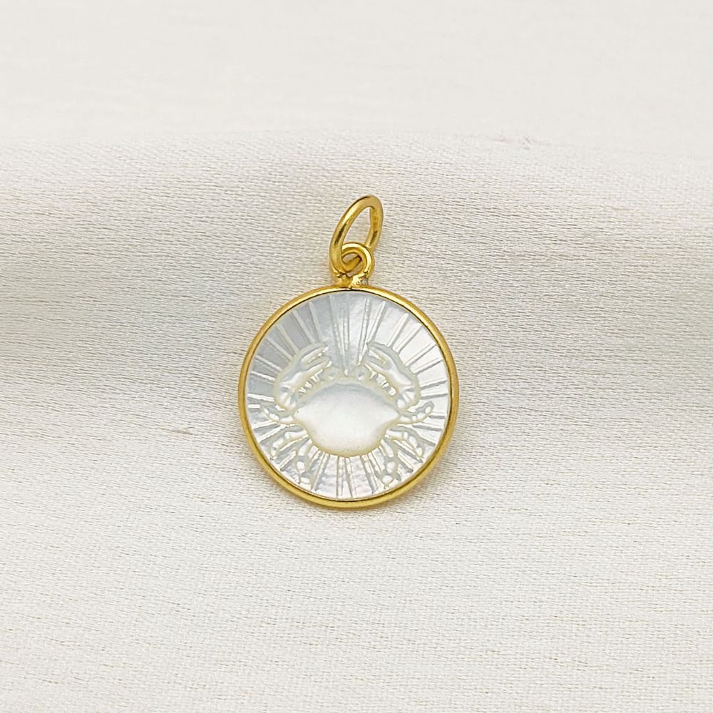 Handcrafted Cancer Pendant – Astrology Necklace with Pearl