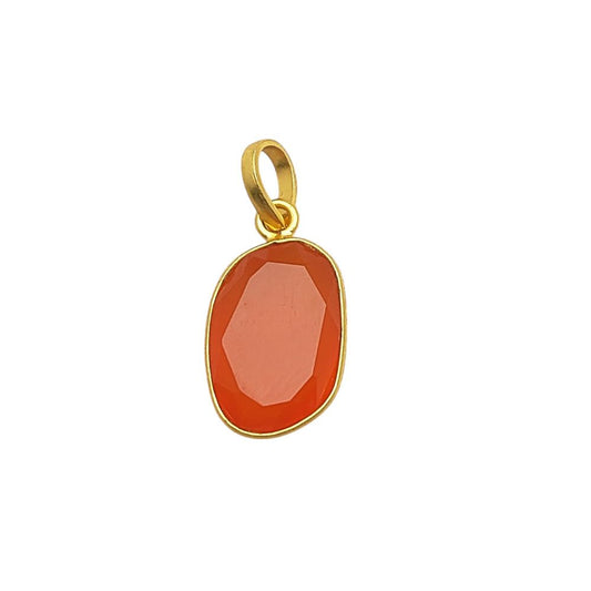 Carnelian Crystal Pendant 10-15mm Uneven Shape Handmade Gold or Silver Plated Jewelry