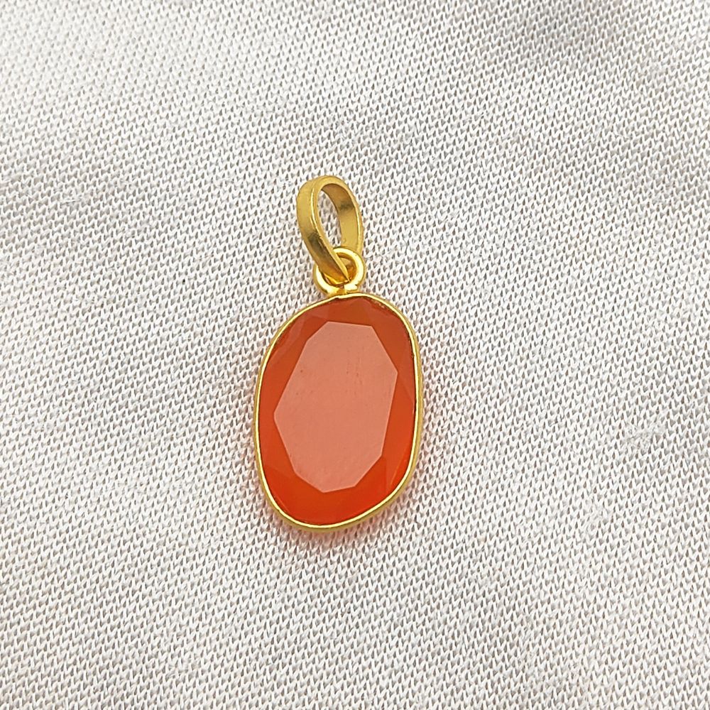 Carnelian Crystal Pendant 10-15mm Uneven Shape Handmade Gold or Silver Plated Jewelry