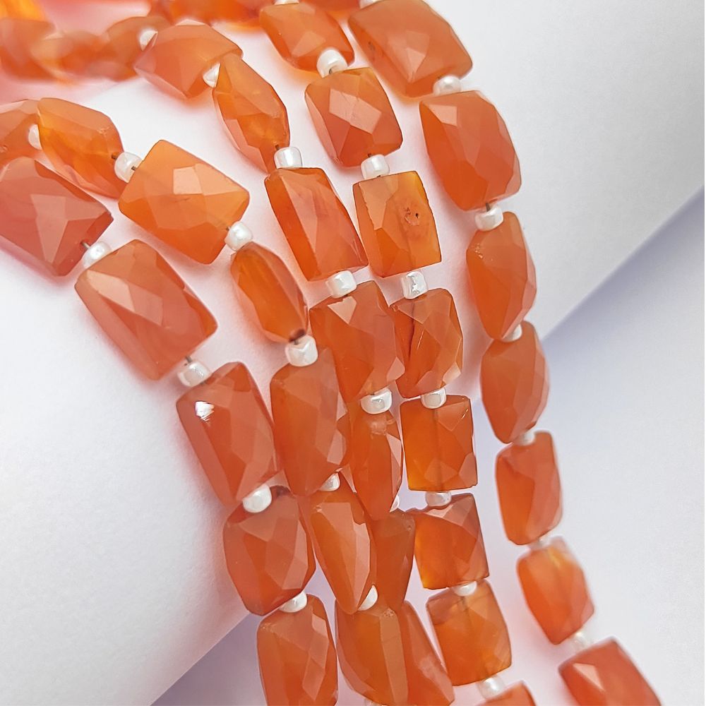 Carnelian Rectangular Beads for Jewelry Making Genuine Orange Loose Gemstones for DIY