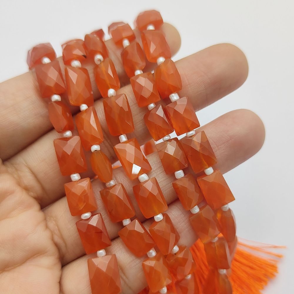 Carnelian Rectangular Beads for Jewelry Making Genuine Orange Loose Gemstones for DIY