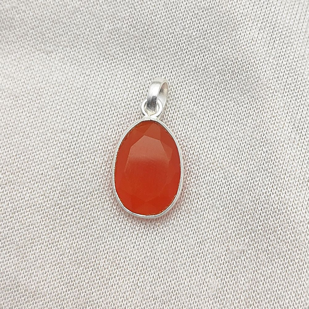 Carnelian Crystal Pendant 10-15mm Uneven Shape Handmade Gold or Silver Plated Jewelry