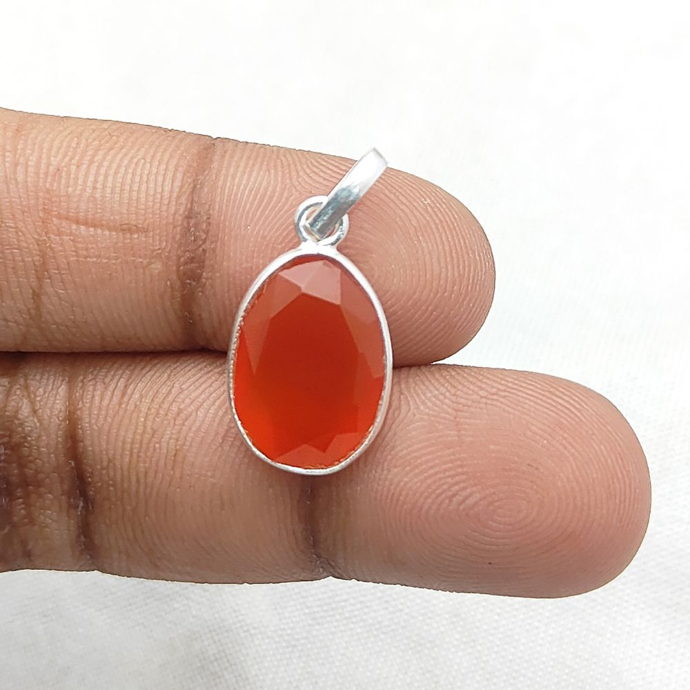 Carnelian Crystal Pendant 10-15mm Uneven Shape Handmade Gold or Silver Plated Jewelry