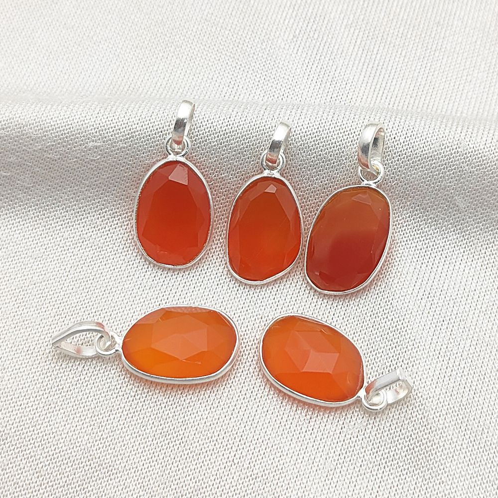 Carnelian Crystal Pendant 10-15mm Uneven Shape Handmade Gold or Silver Plated Jewelry