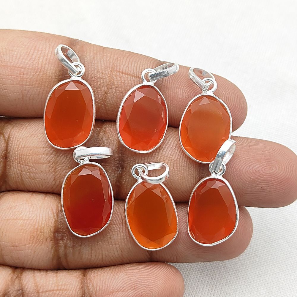 Carnelian Crystal Pendant 10-15mm Uneven Shape Handmade Gold or Silver Plated Jewelry