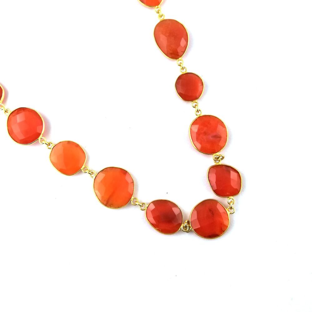 Carnelian Jewelry Chain Gold Bezel Freeform Gemstone Connectors Necklace & Bracelet Chain by Foot