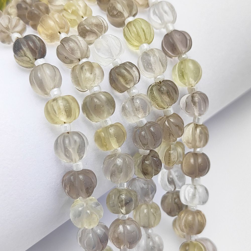 Carved Bio Lemon Quartz Beads – Natural Pumpkin Cut Gemstones for Custom Jewelry