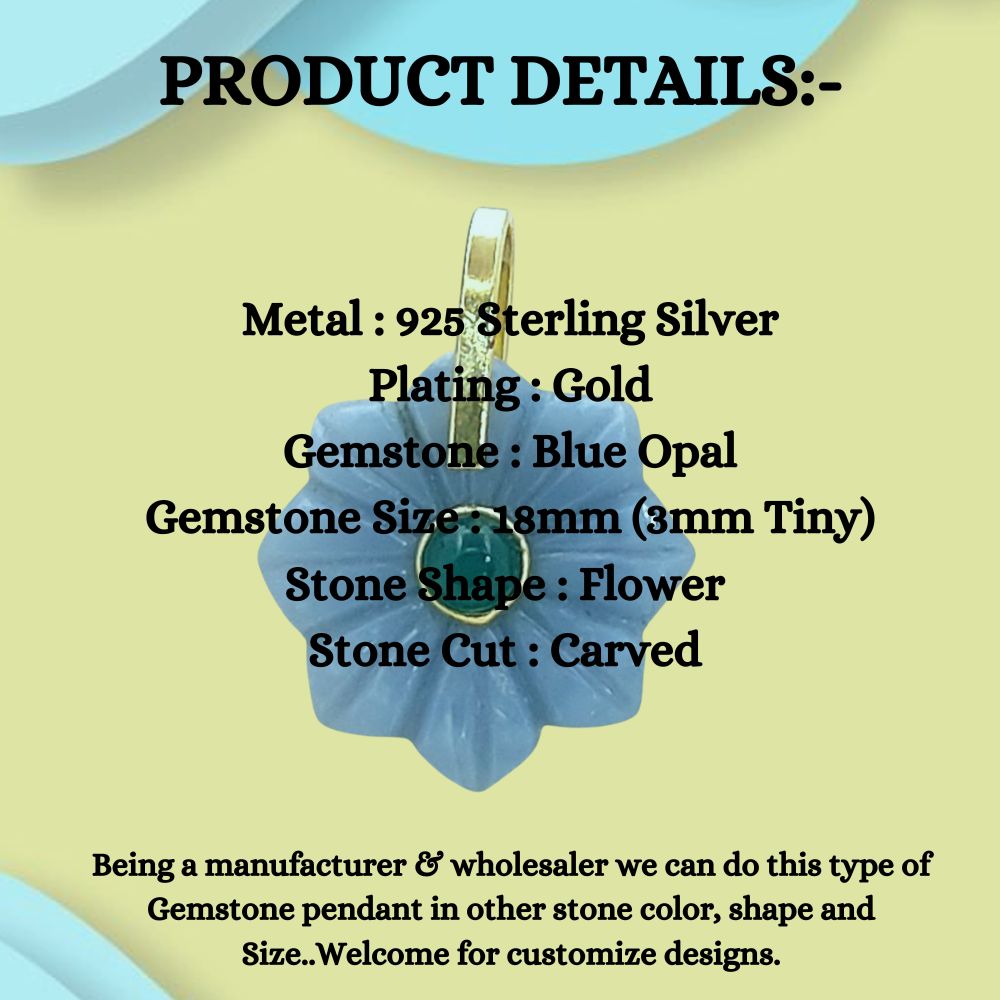 Handmade Blue Opal Crystal Necklace Charm for Women