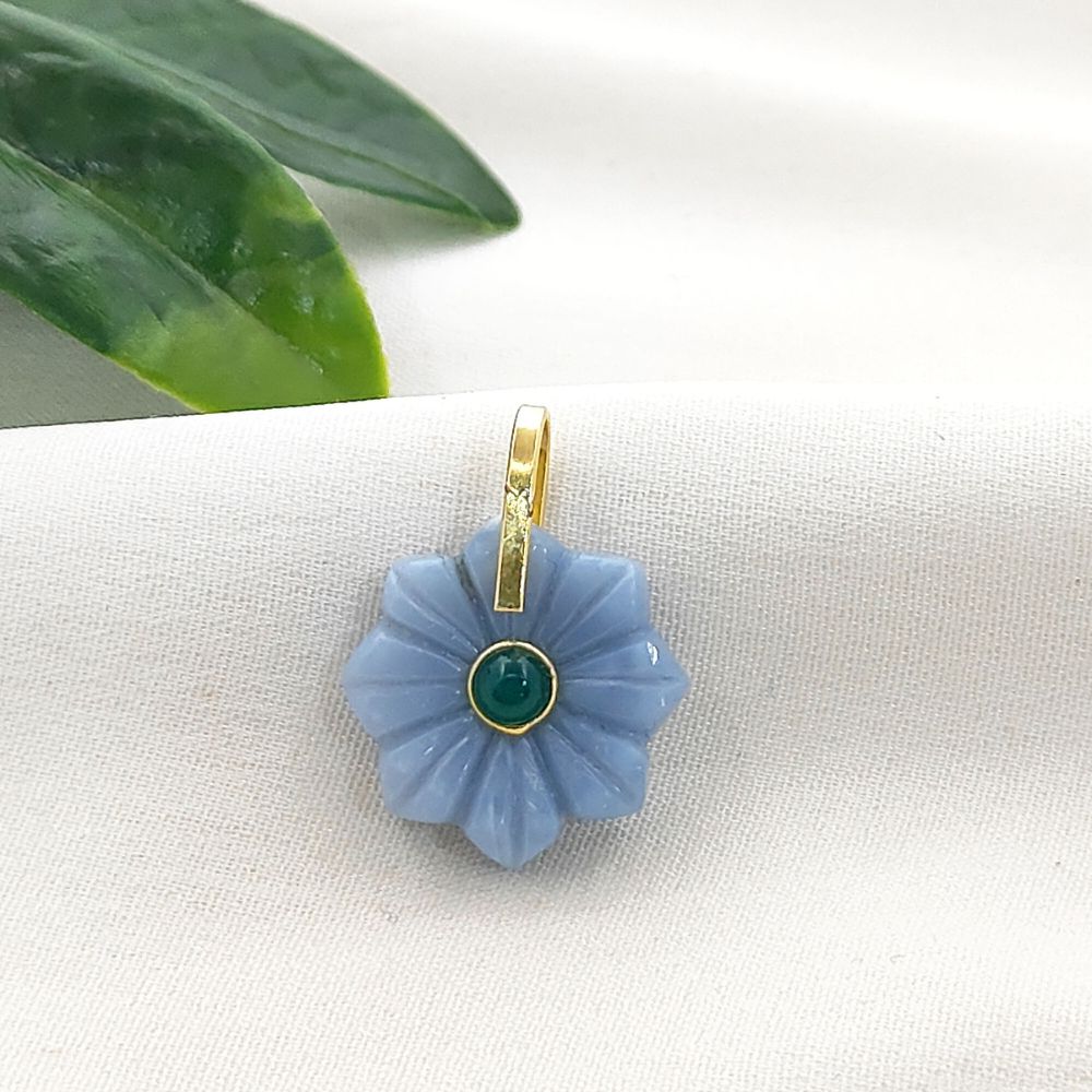 Natural Healing Stone Blue Opal Pendant Jewelry