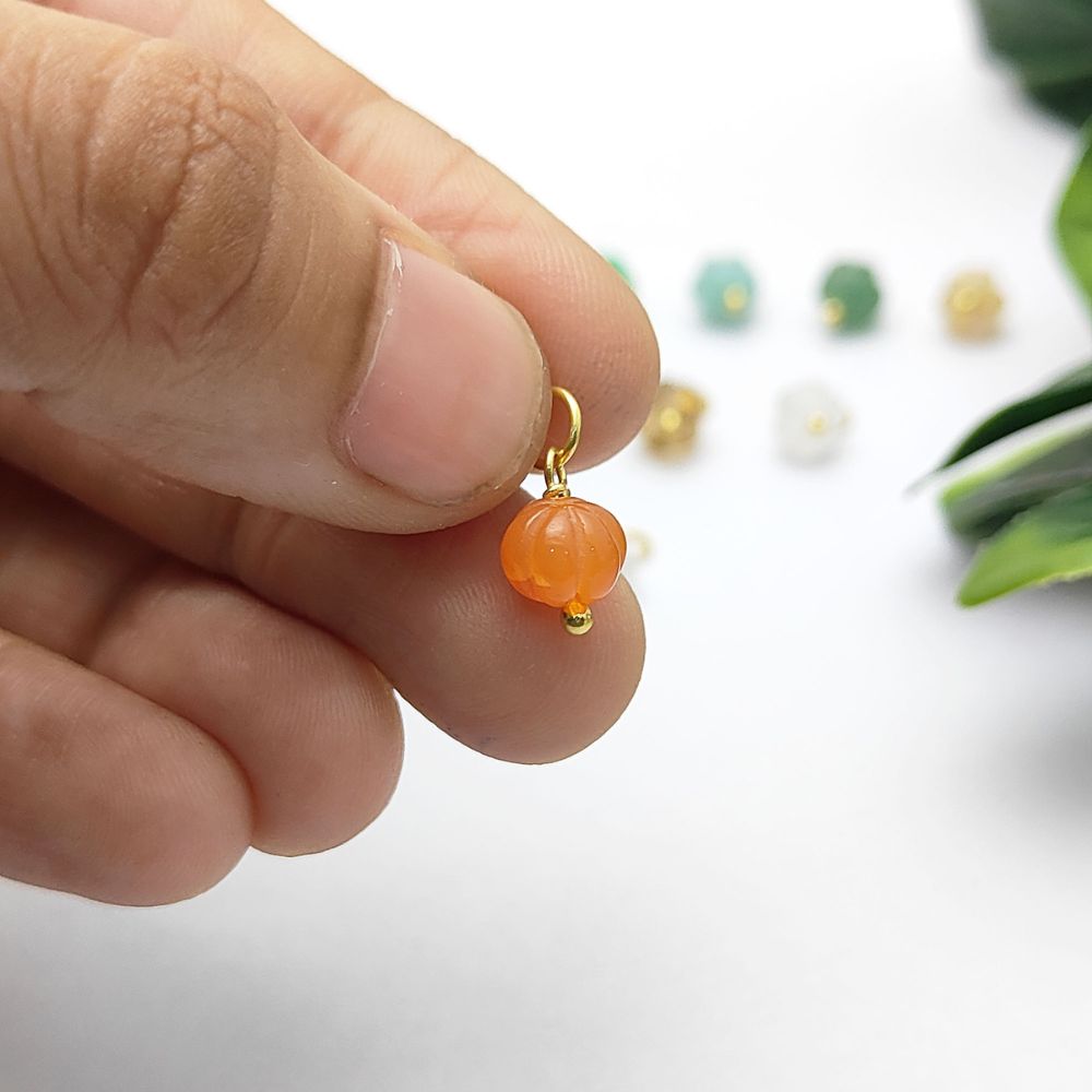 Multi-Gemstone Pumpkin Beads for DIY Necklace and Bracelet