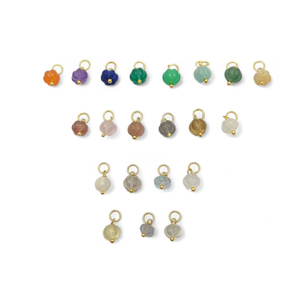 Healing Chrysoprase Chalcedony Pumpkin Charm Pendant Hand-Carved Bead for DIY Projects- Selling Per Piece