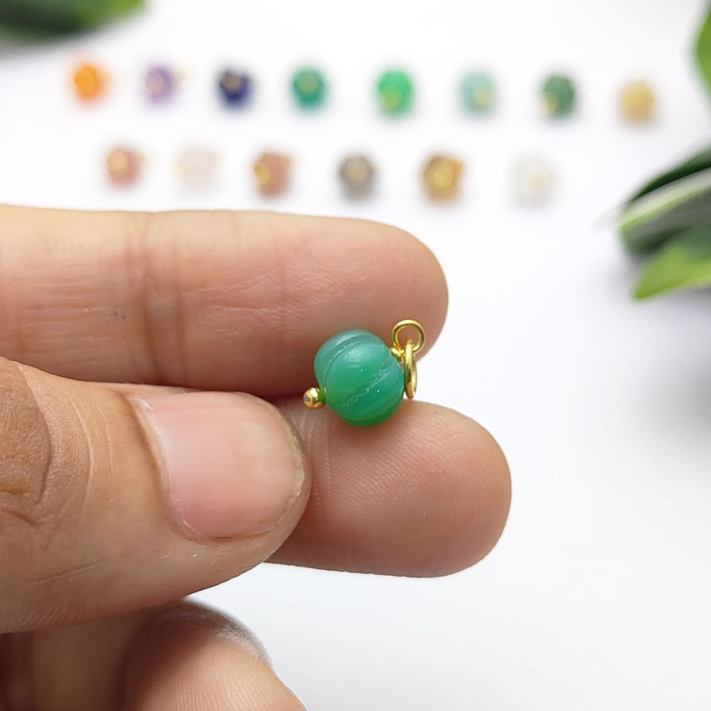 Artisan Carved Pumpkin Melon Bead Pendant for Jewelry Craft