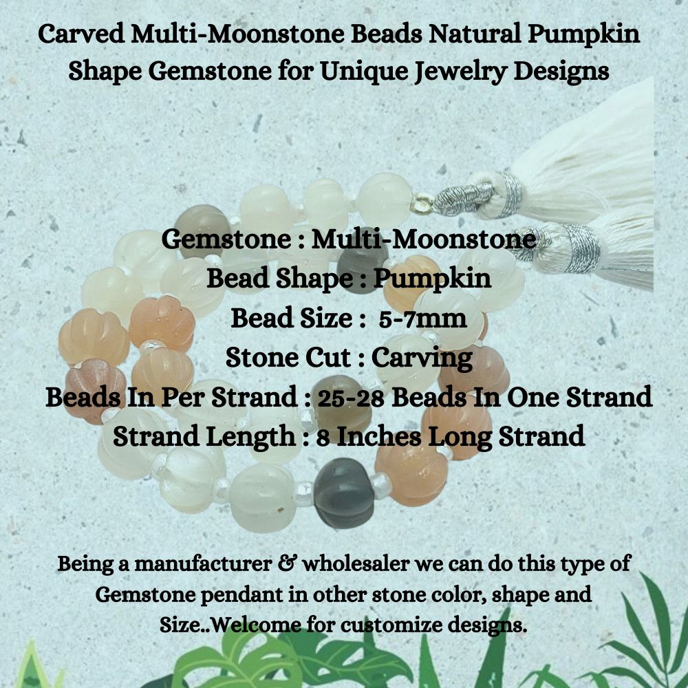 Multi-Moonstone Carved Pumpkin Beads – Beautiful Gemstones for Distinctive Jewelry Designs