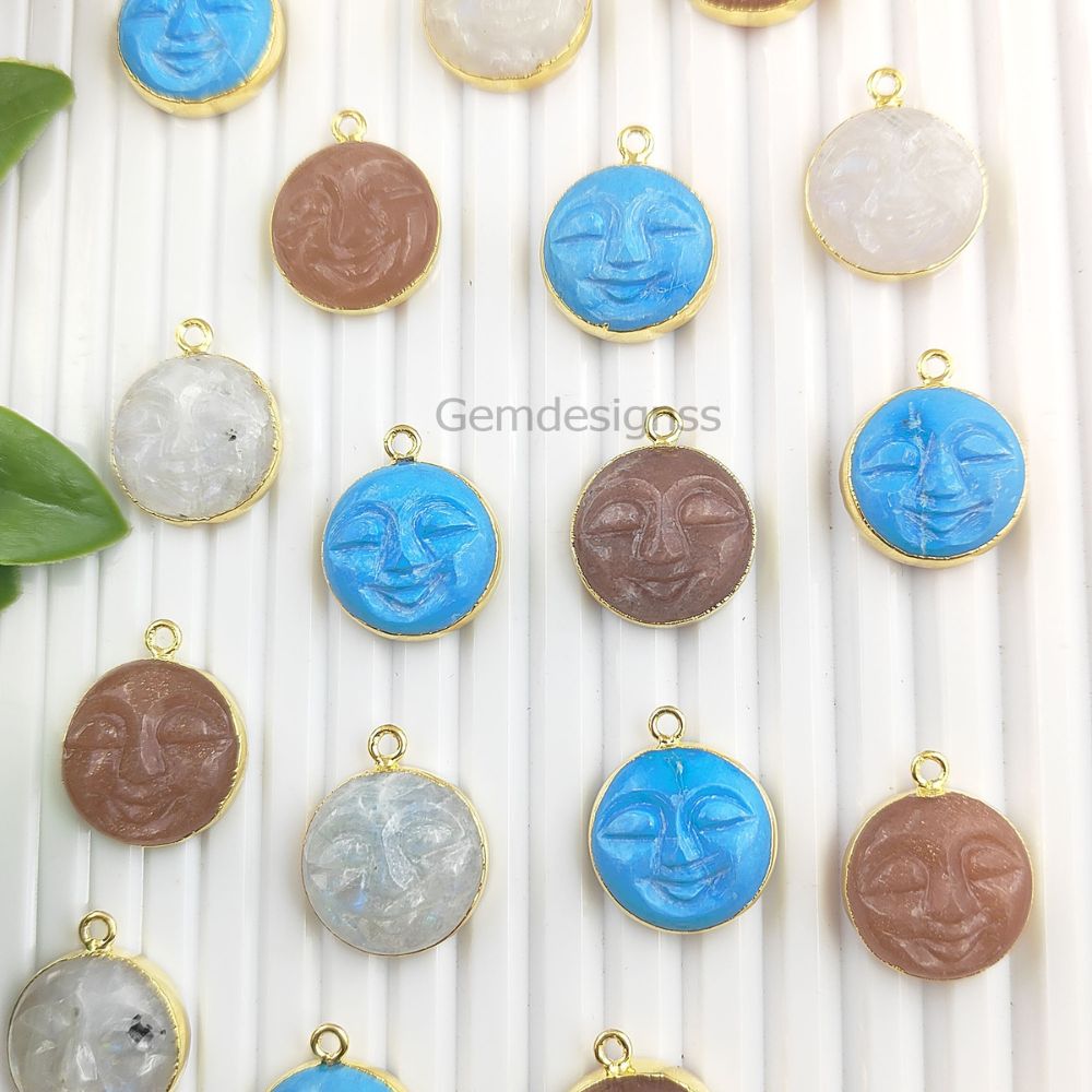 Hand-Carved Moon Face Pendant