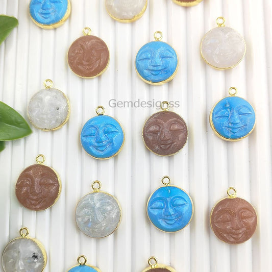 Hand-Carved Moon Face Pendant