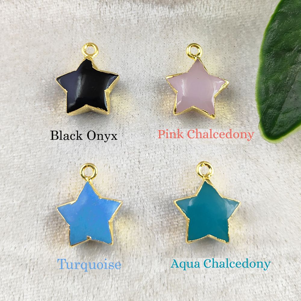 Gold Electroplated Star Pendant | 14mm Multi-Gemstone Necklace