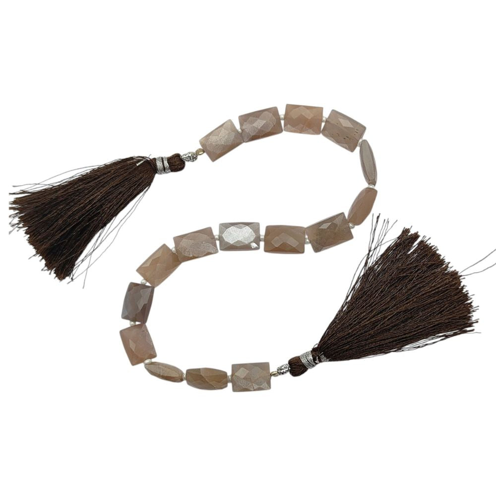 Chocolate Moonstone Rectangle Beads Faceted Loose Gemstones for Handmade Jewelry Designs