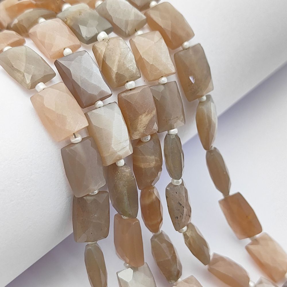 Chocolate Moonstone Rectangle Beads Faceted Loose Gemstones for Handmade Jewelry Designs
