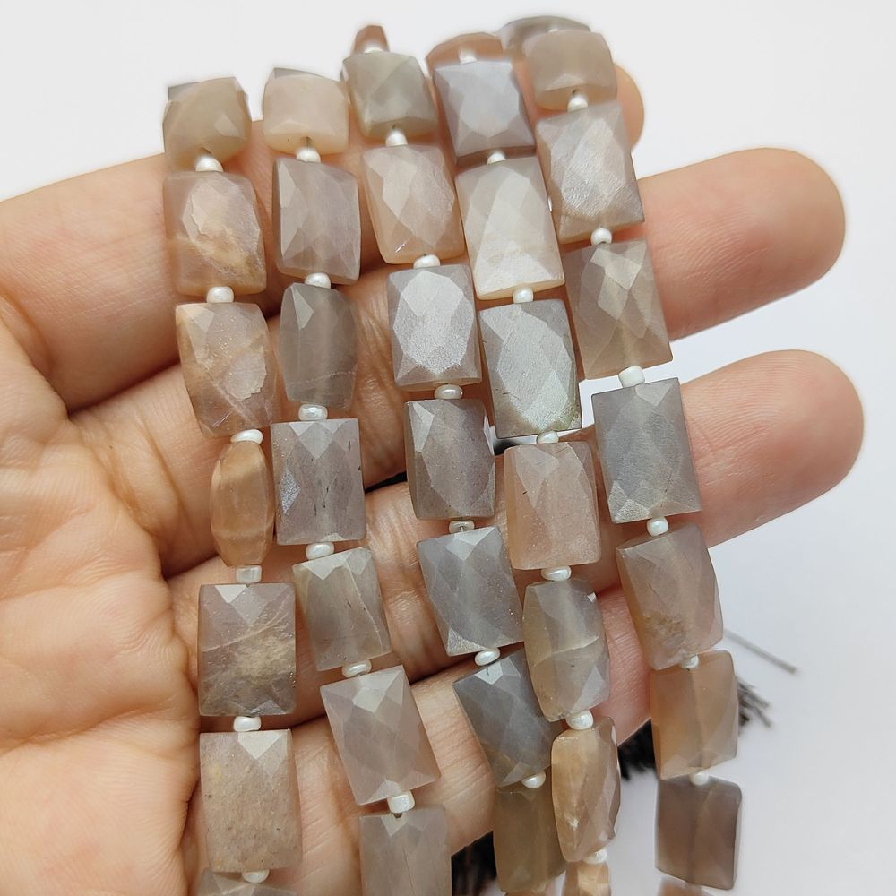 Chocolate Moonstone Rectangle Beads Faceted Loose Gemstones for Handmade Jewelry Designs