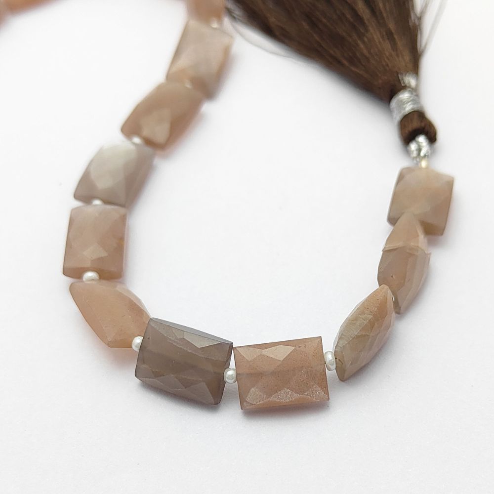 Chocolate Moonstone Rectangle Beads Faceted Loose Gemstones for Handmade Jewelry Designs