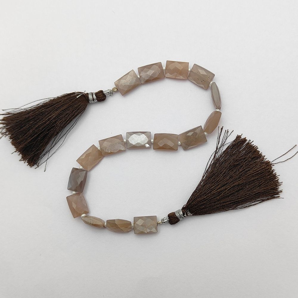 Chocolate Moonstone Rectangle Beads Faceted Loose Gemstones for Handmade Jewelry Designs
