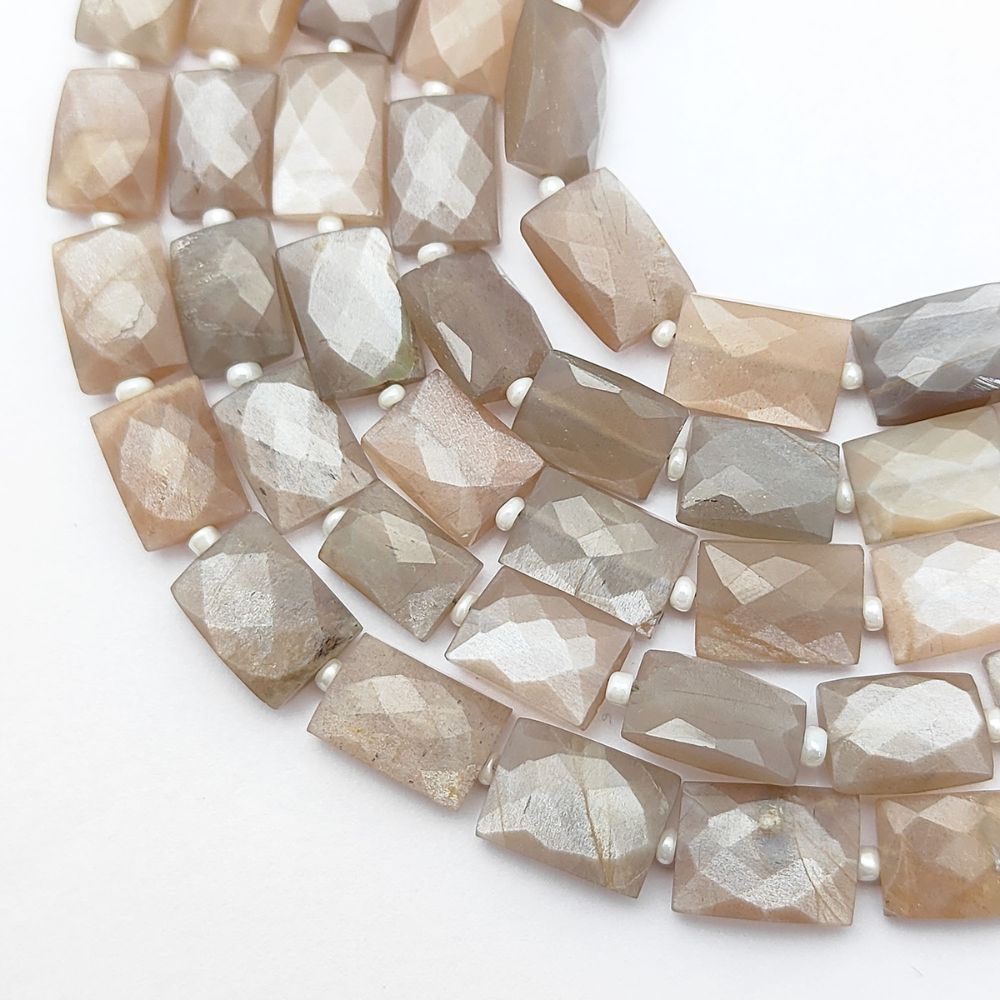 Chocolate Moonstone Rectangle Beads Faceted Loose Gemstones for Handmade Jewelry Designs
