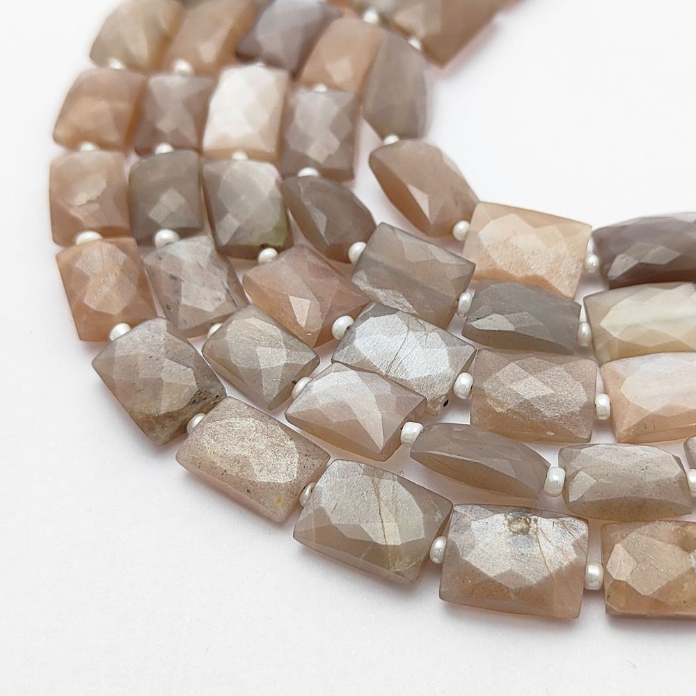 Chocolate Moonstone Rectangle Beads Faceted Loose Gemstones for Handmade Jewelry Designs