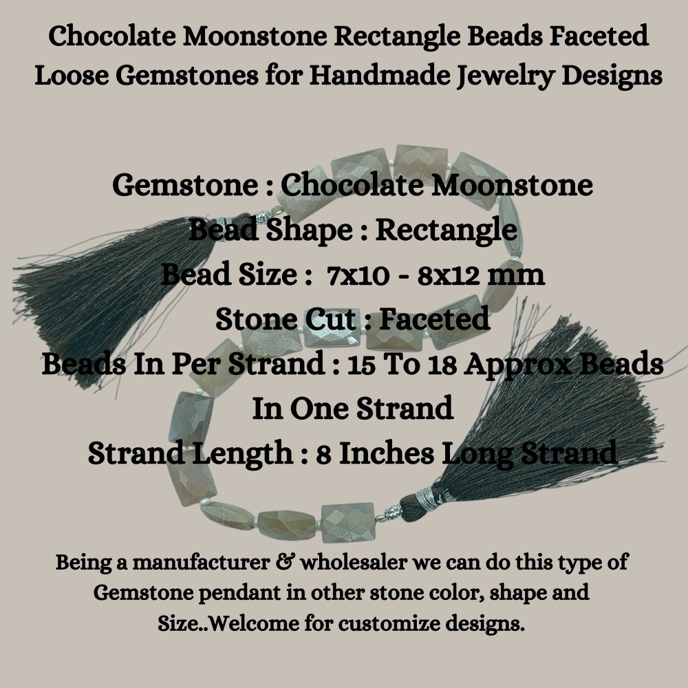Chocolate Moonstone Rectangle Beads Faceted Loose Gemstones for Handmade Jewelry Designs