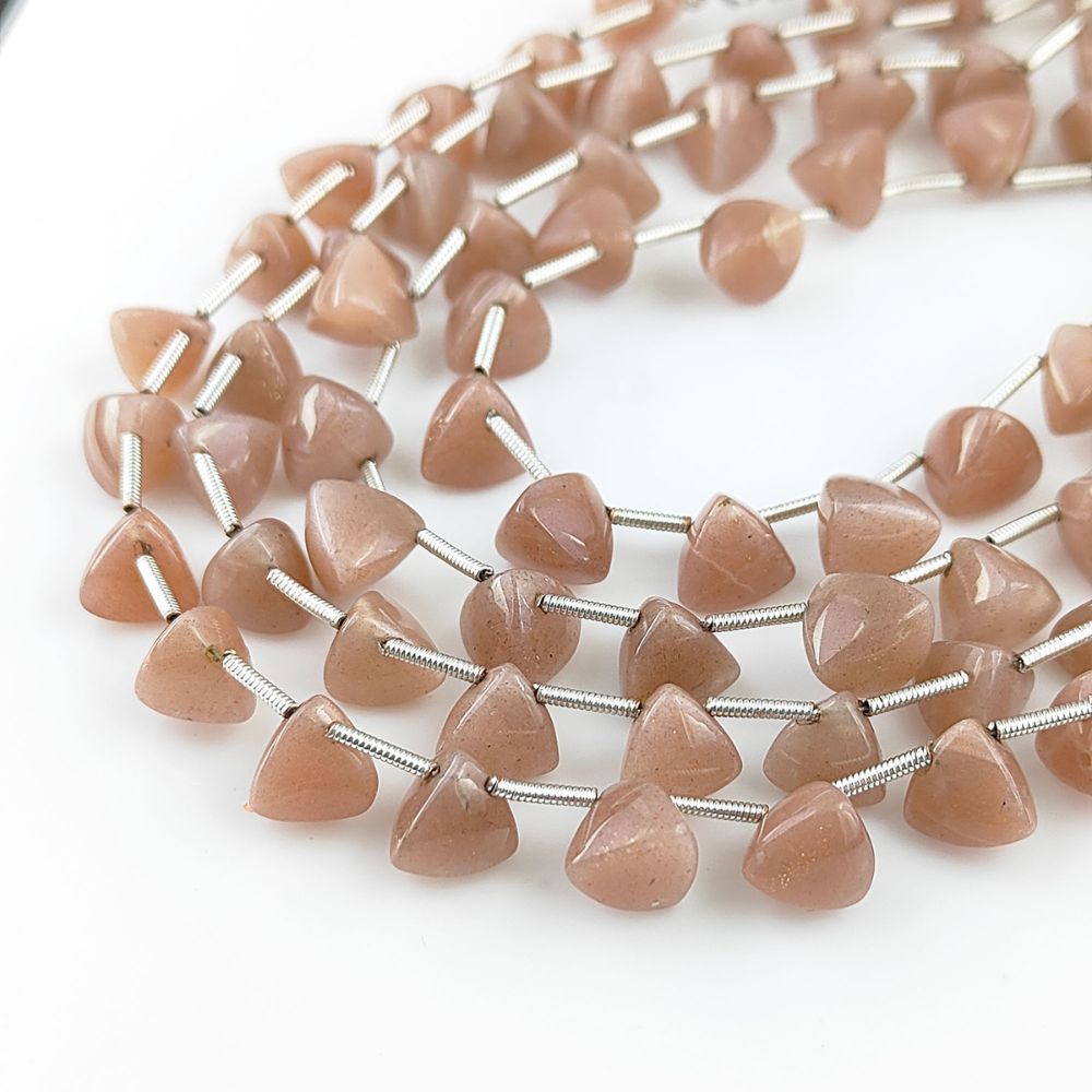 Chocolate Moonstone Trillion Briolette Cut Smooth Gemstone Beads for Crafting