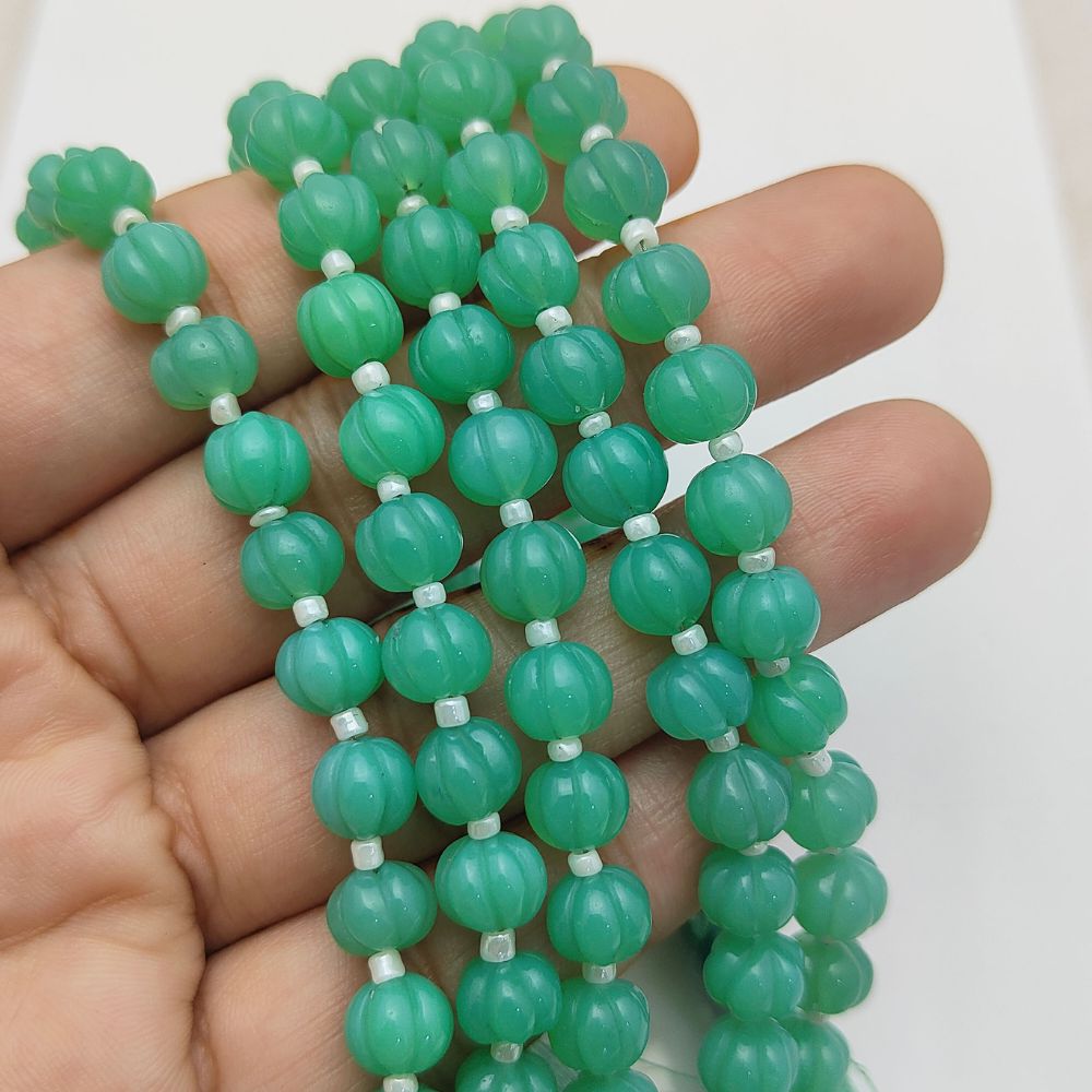 Elegant Pumpkin Cut Chrysoprase Chalcedony Beads – Gemstone Supplies for Designers