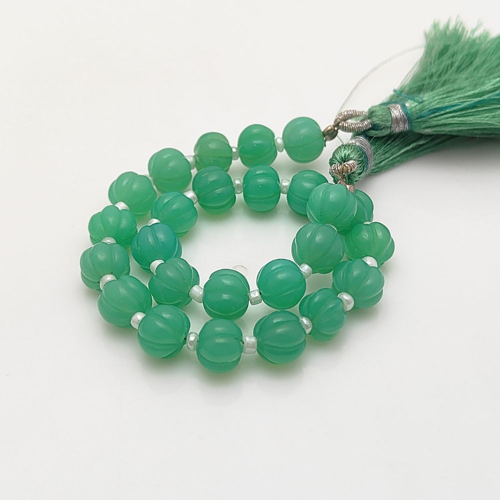 Chrysoprase Chalcedony Beads in Pumpkin Shape Gemstone Supplies for Elegant Creations