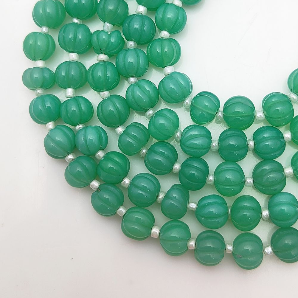 Pumpkin Style Chrysoprase Beads – Natural Chalcedony Gemstones for Elegant Crafting