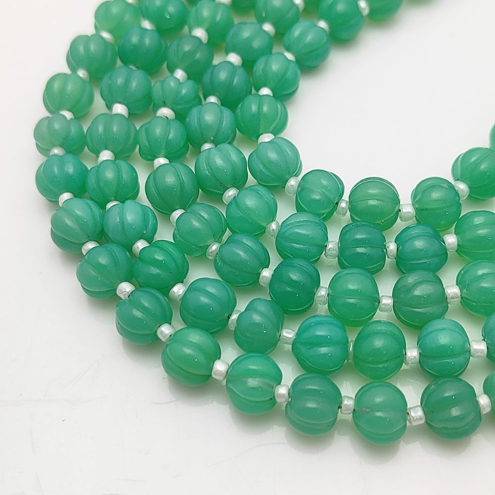 Chrysoprase Pumpkin Beads – Hand-Carved Chalcedony Gemstones for Jewelry Making
