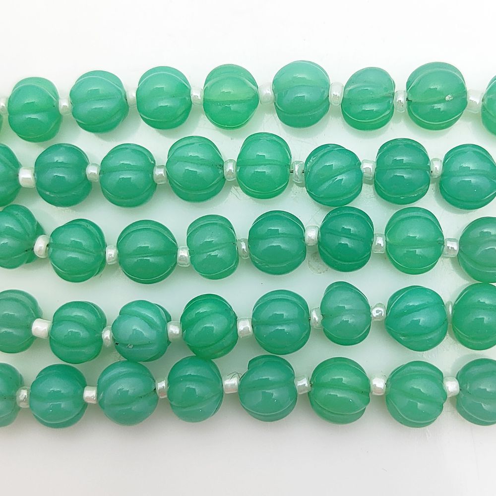 Carved Chrysoprase Chalcedony Pumpkin Beads – Ideal for Elegant DIY Jewelry Projects