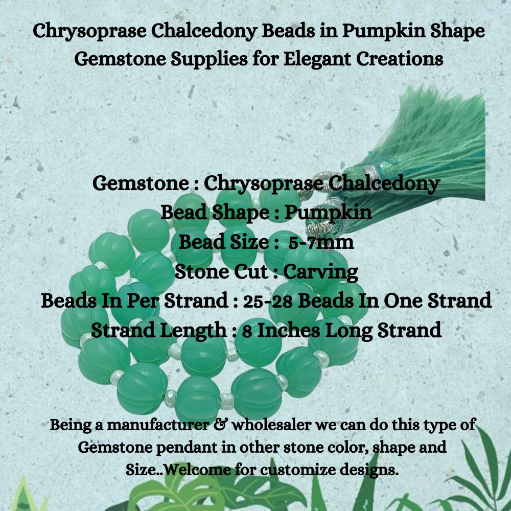 Chrysoprase Chalcedony Beads – Carved Pumpkin Gemstones for Jewelry Making