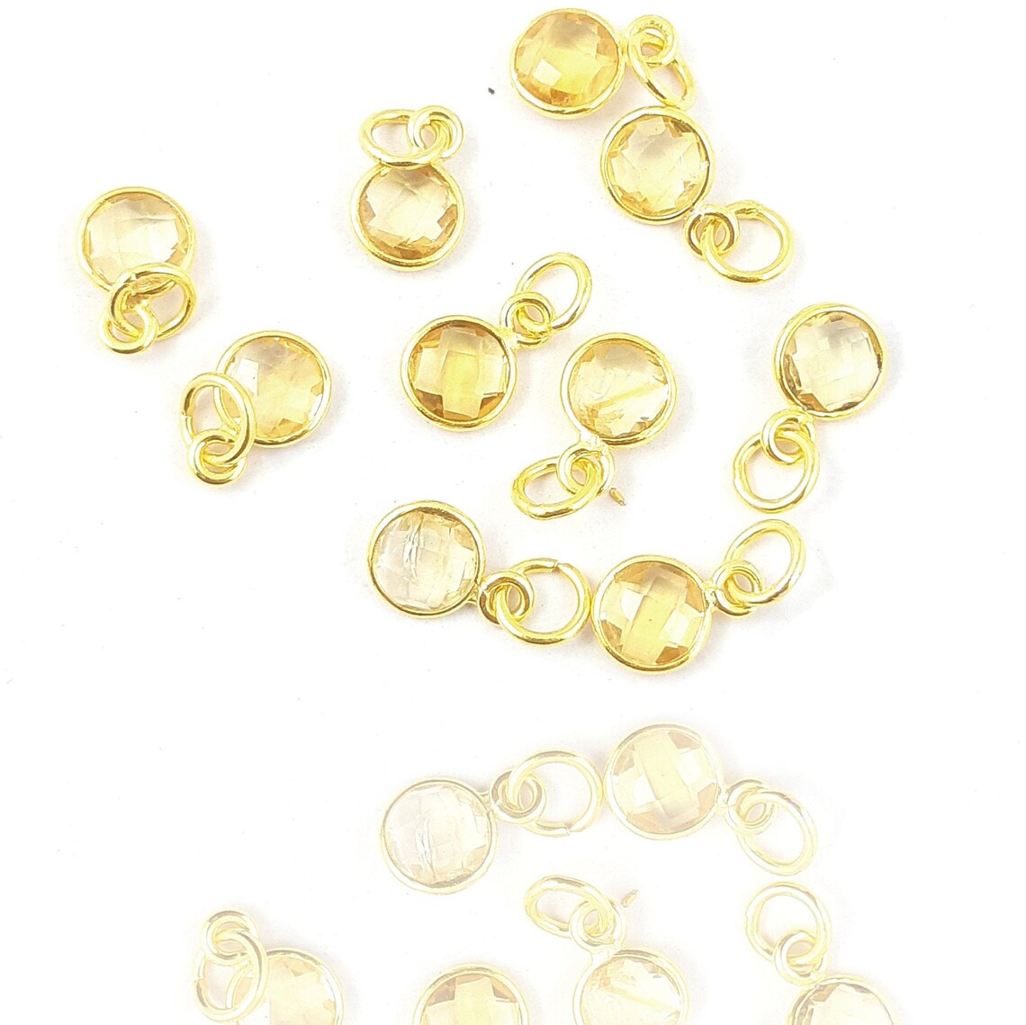 Handmade Round Multi-Gemstone Pendant in Gold Plated Sterling Silver 6mm Faceted Birthstone Charm Necklace- Selling Per Piece