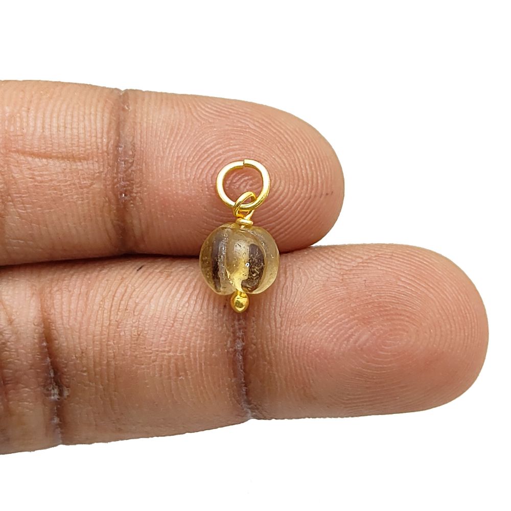 Citrine Crystal Pumpkin Pendant Carved Gemstone Bead for Autumn Jewelry Making- Selling Per Piece