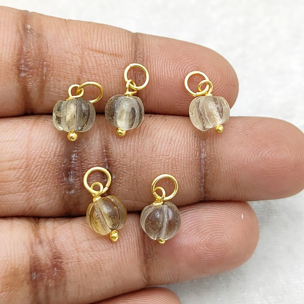 Citrine Crystal Pumpkin Pendant Carved Gemstone Bead for Autumn Jewelry Making- Selling Per Piece