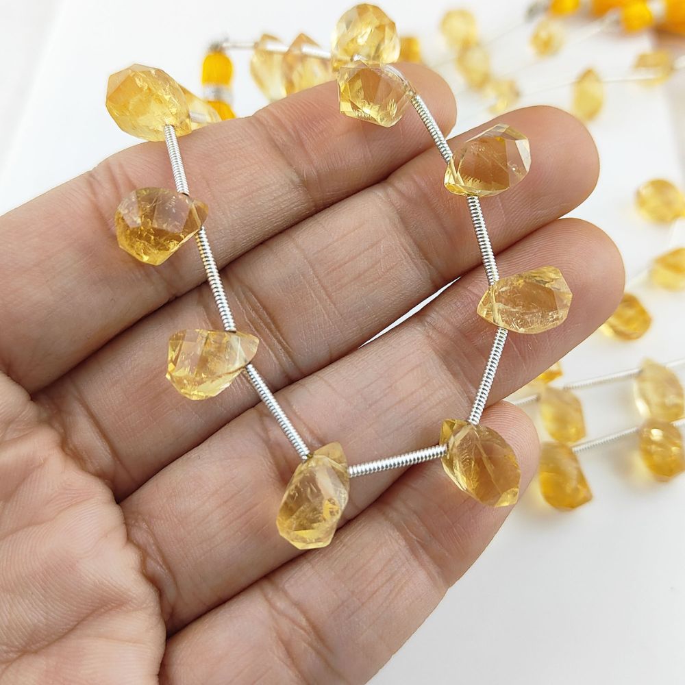 Faceted Citrine Gemstone Beads – Twisted Briolette Shape for Radiant Jewelry Designs