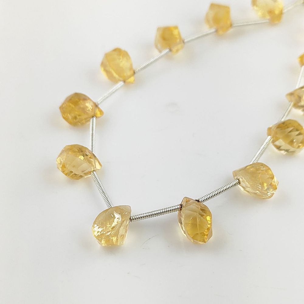 Golden Citrine Faceted Briolette Beads – Twisted Cut for Elegant Jewelry